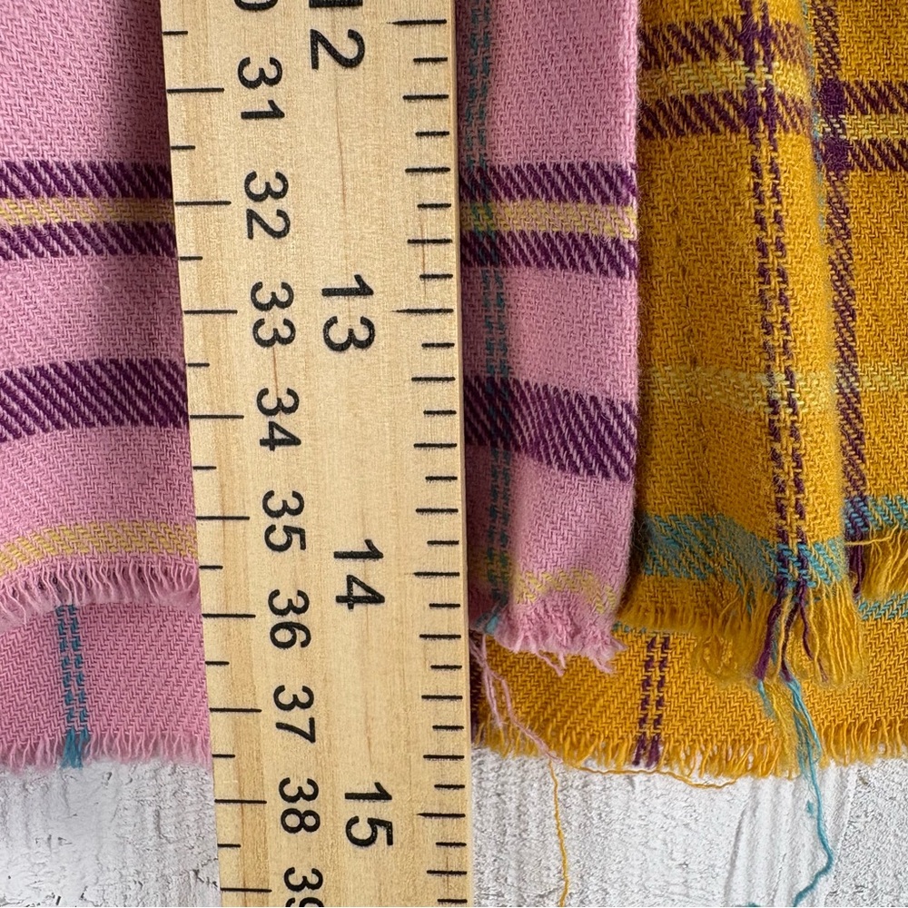 12th Tribe Colorblock Plaid Cropped Button Up Flannel Raw Hem Small - Picture 5 of 7
